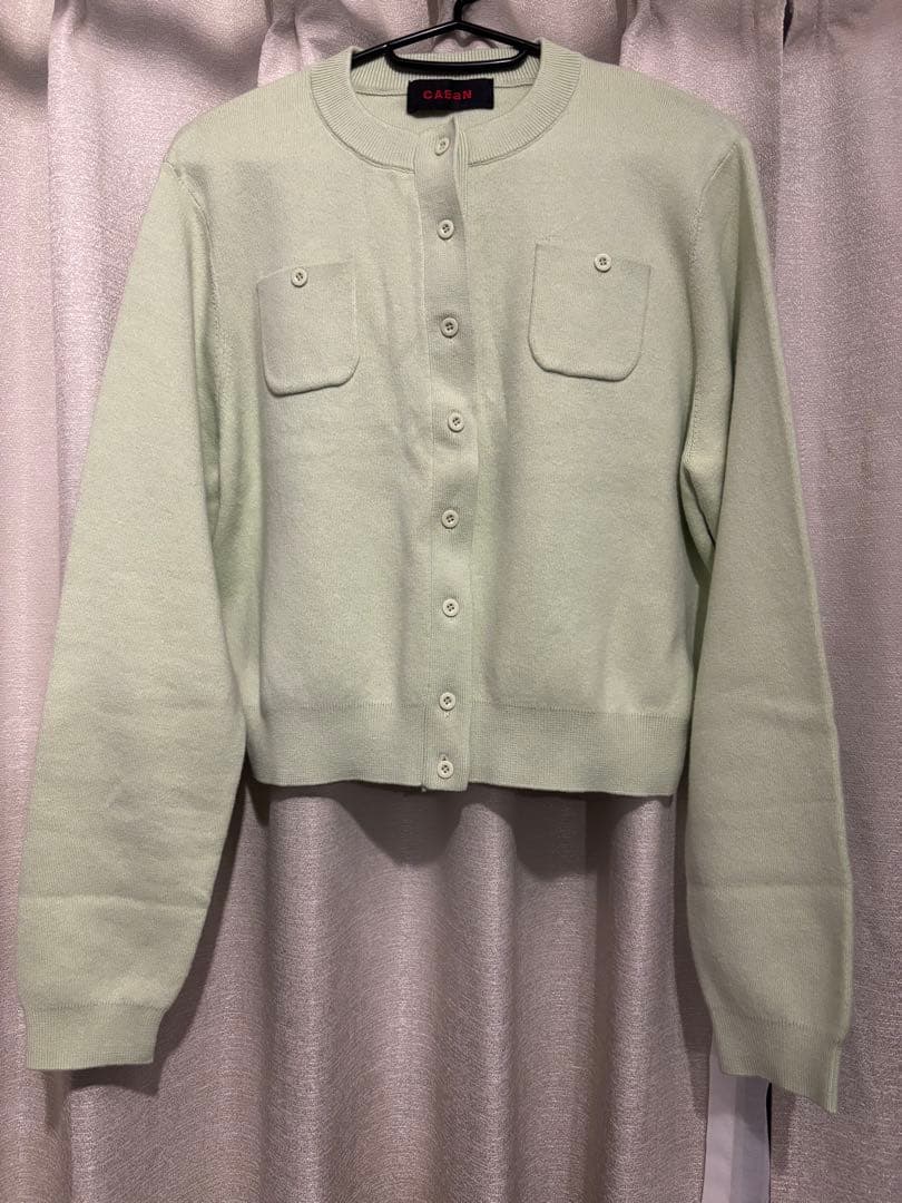 CABaN コットンカシミヤクルーネックカーディガン　ライトグリーン