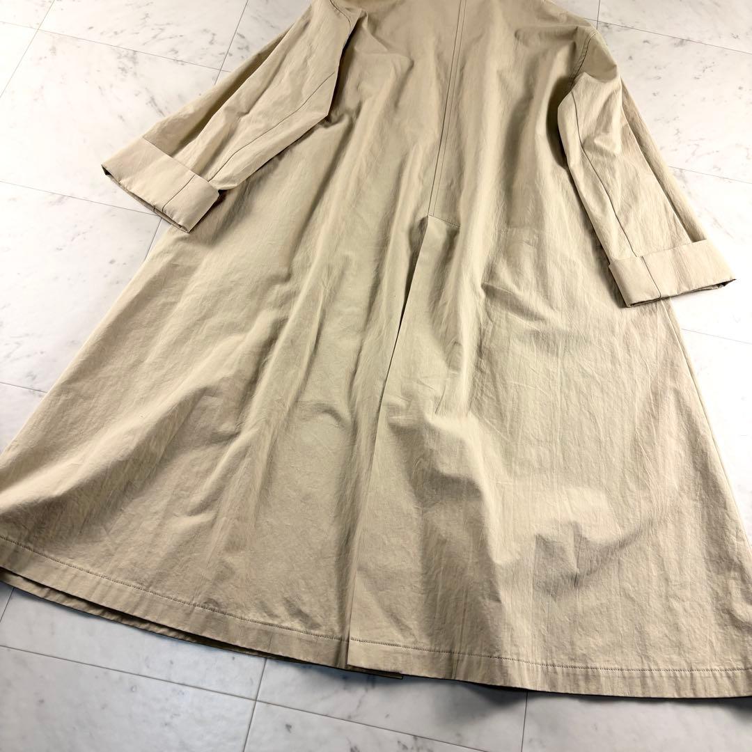プラージュ ノーカラー オープンフロント ガウン風ロングコート 綿 日本製 38