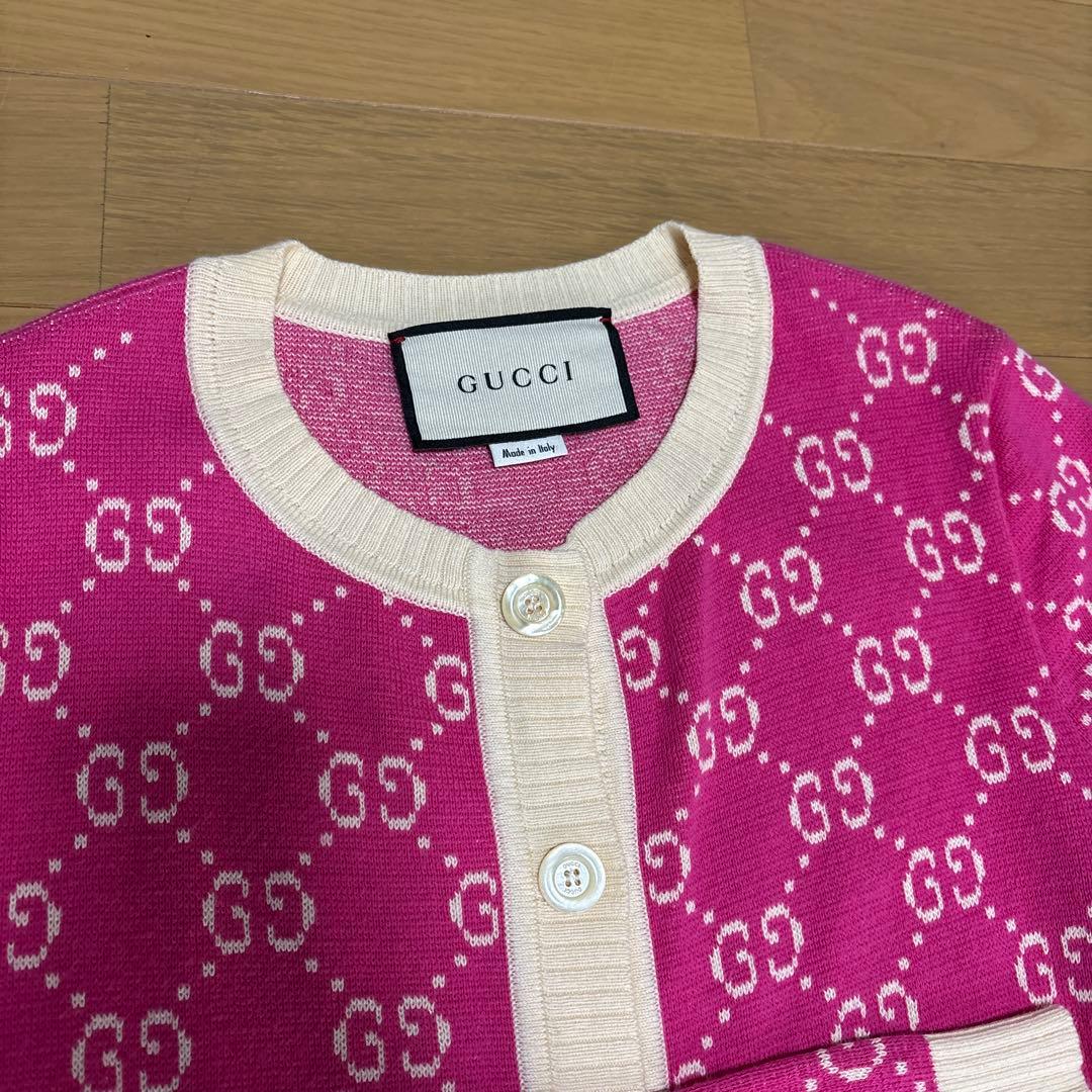 GUCCI グッチ GG ピンク ロゴ カーディガン トップス ニット