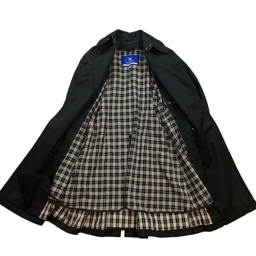 極美品 バーバリー ブルーレーベル ノバチェック トレンチコートブラック Ｓ