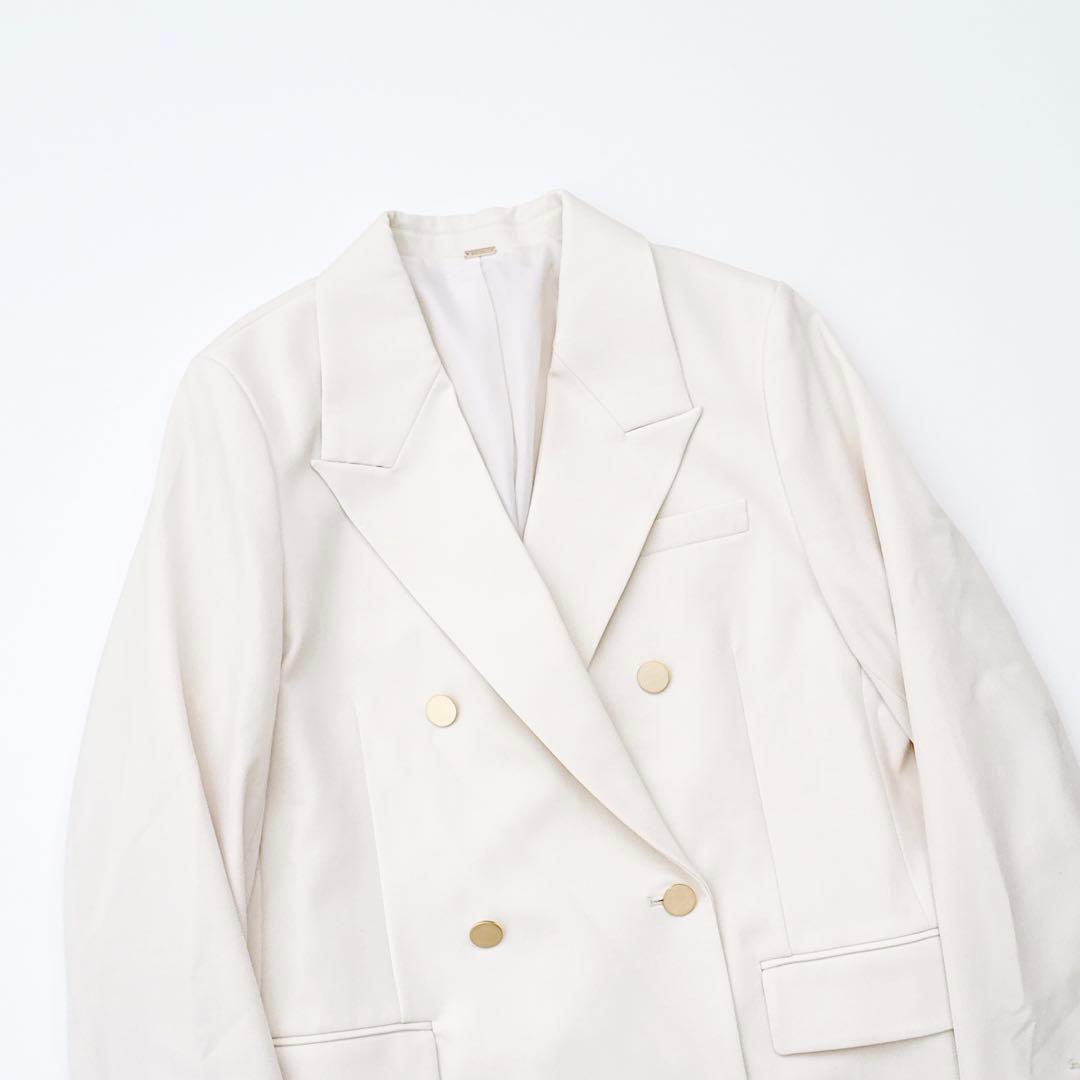 25SS✨MilaOwen金釦ダブルブレストロングブレザー アイボリー
