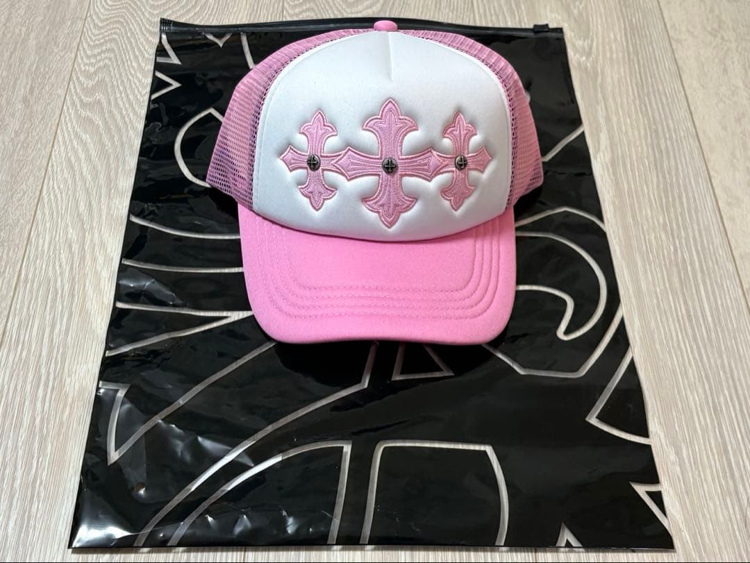 SUPPLIER クロス レザー パッチ メッシュ キャップ ピンク