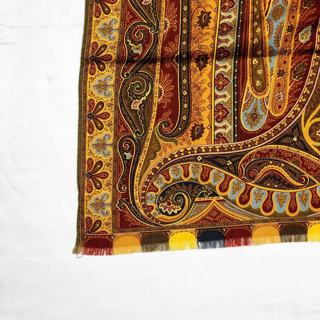 美品★ETRO★ ストール ペイズリー柄 ウール混 レッド ブラウン ブラック.