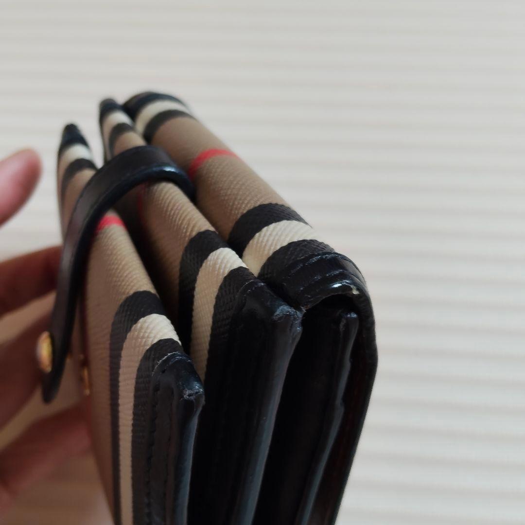 BURBERRY ノバチェック ストライプ 三つ折り財布 バーバリー ミニ財布