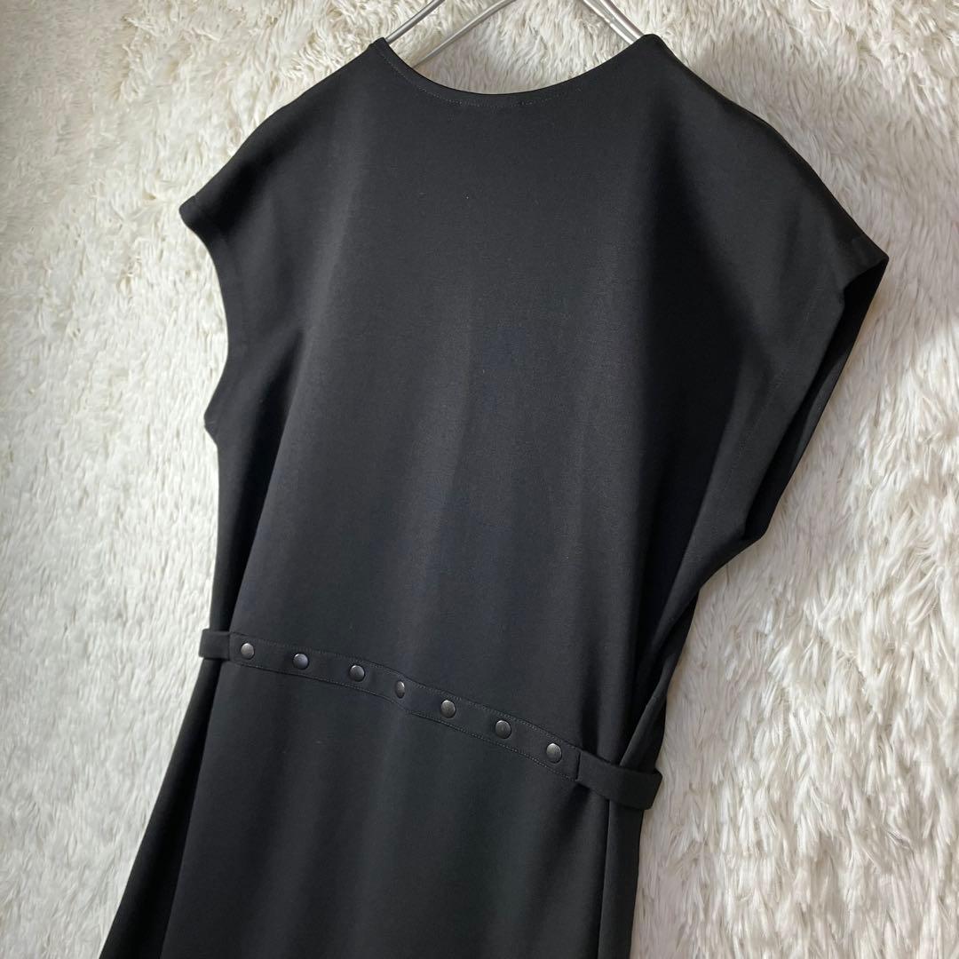 美品 アニエスベー Vネックワンピース ノースリーブ JX63 ROBE 黒 L