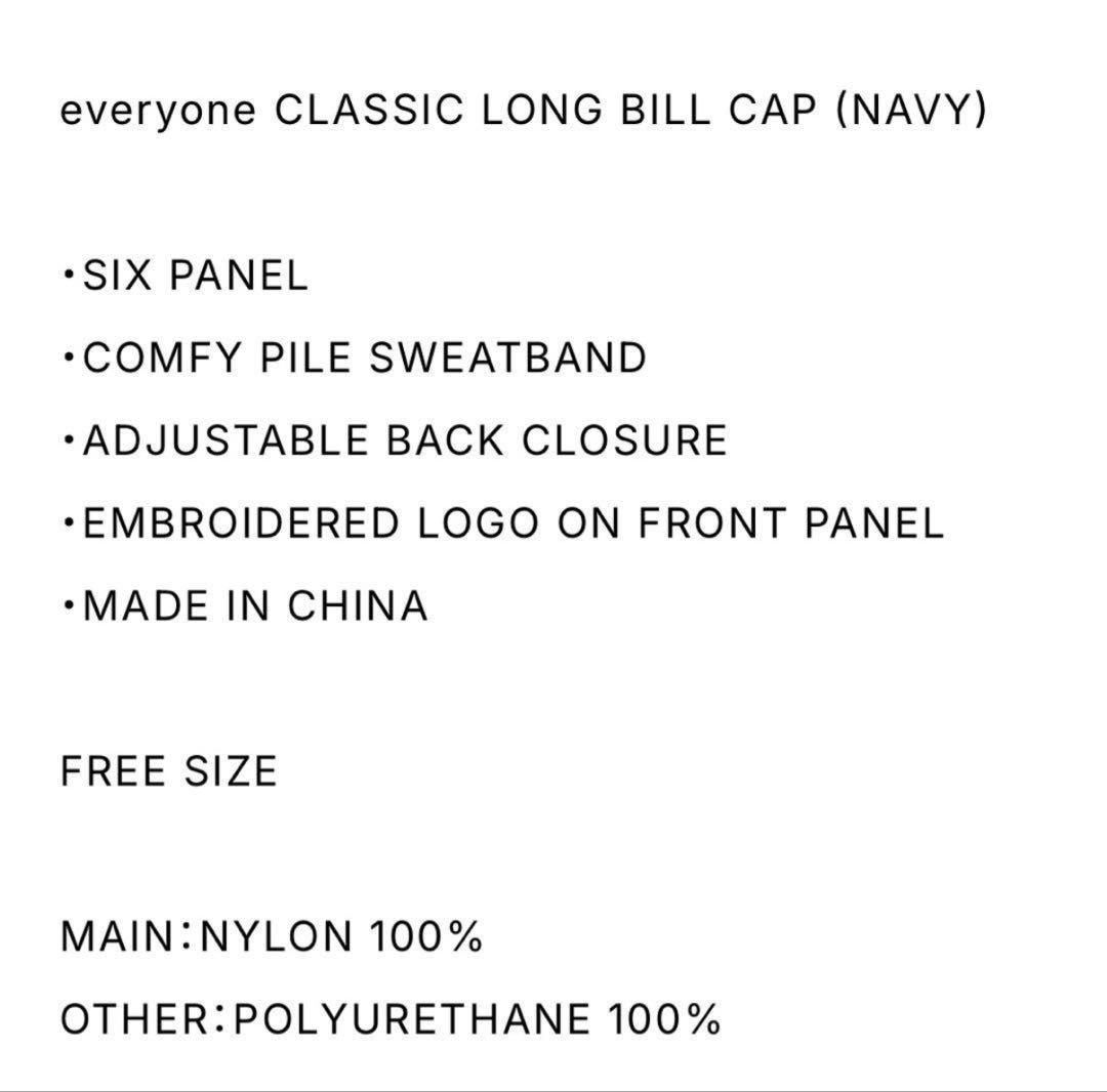 帽子 everyone CLASSIC LONG BILL CAP (NAVY)