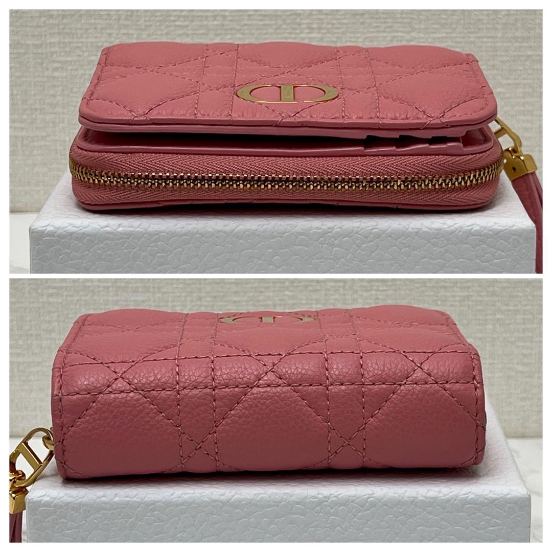 極美品 ディオール カロ スカーレット ウォレット 折り財布 ピンク Dior