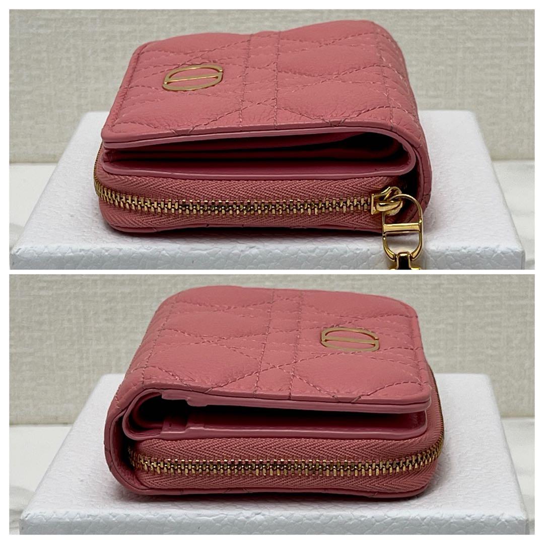 極美品 ディオール カロ スカーレット ウォレット 折り財布 ピンク Dior