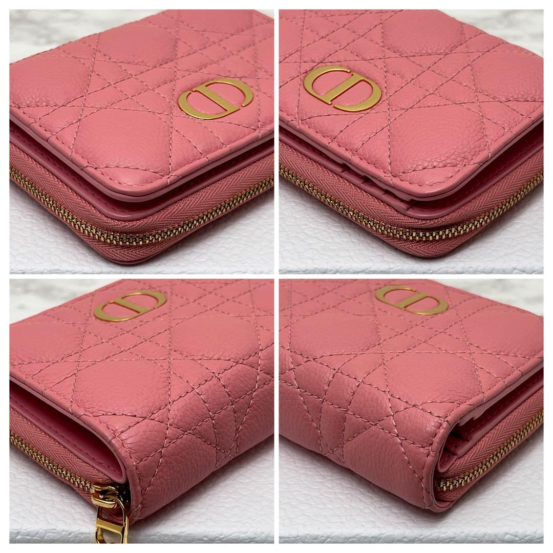 極美品 ディオール カロ スカーレット ウォレット 折り財布 ピンク Dior