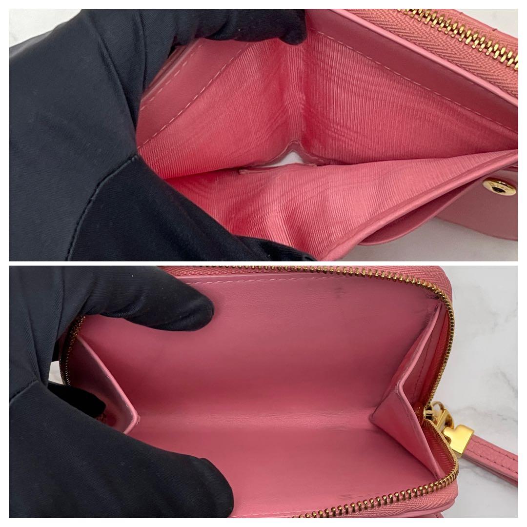 極美品 ディオール カロ スカーレット ウォレット 折り財布 ピンク Dior