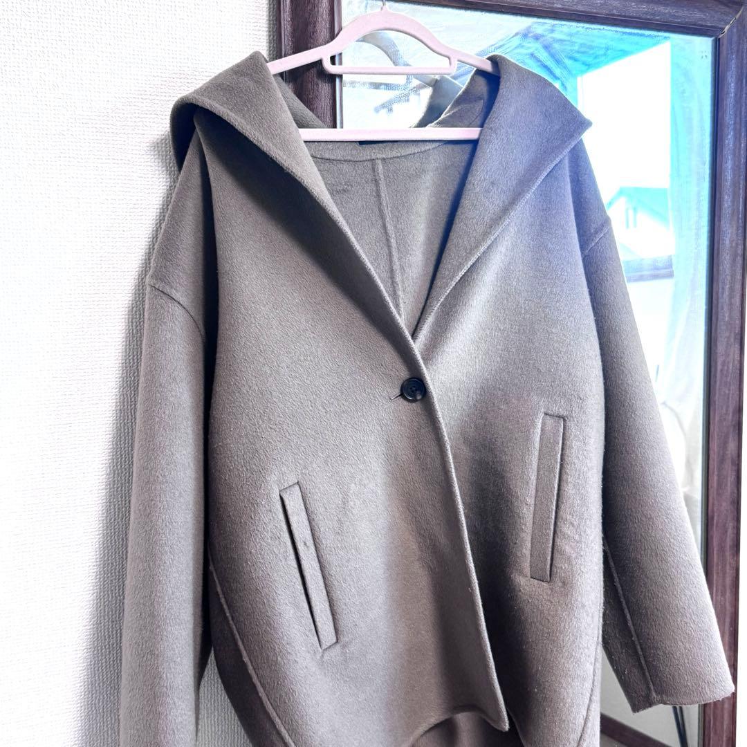 【美品】ウールブレンドリバーフーディーコート