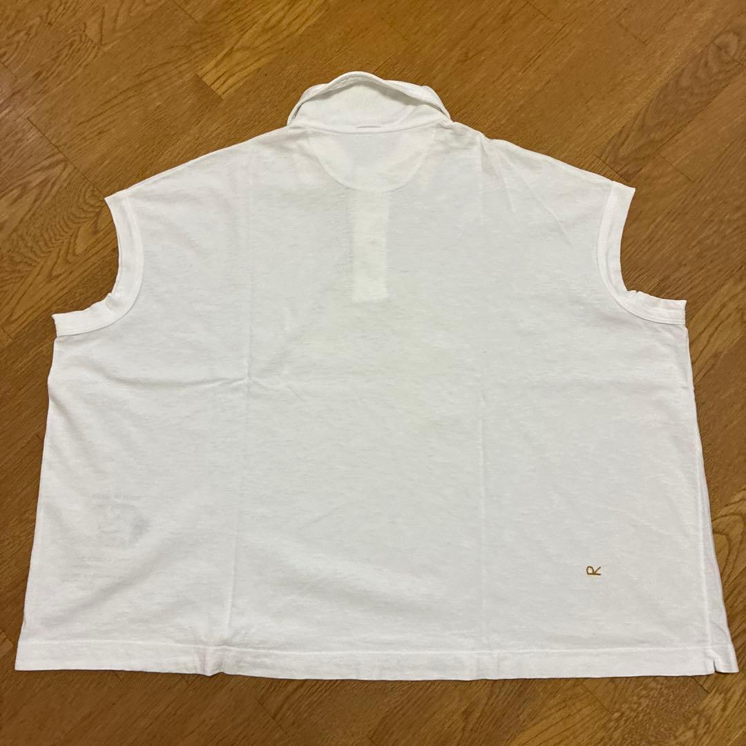 美品　45R ジンバブエコットンの45色天竺Mポロ　ホワイト