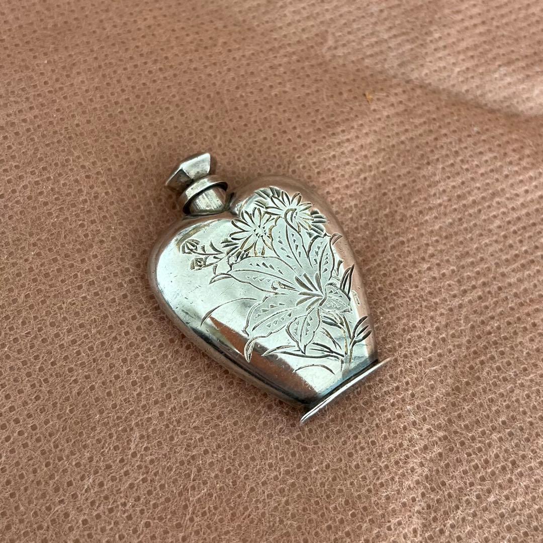 銀製 香水瓶 花の彫刻 SILVER 950