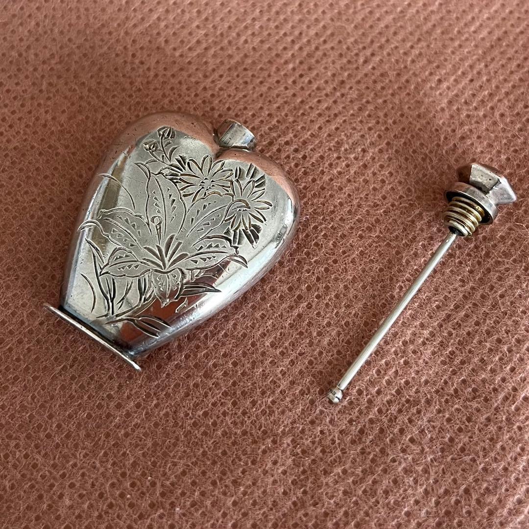 銀製 香水瓶 花の彫刻 SILVER 950