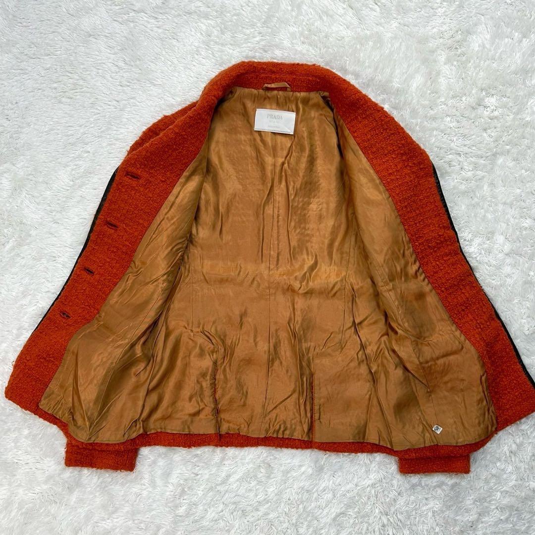 3196 プラダ PRADA☆ツイードジャケット 入手困難 即完売注意 オレンジ