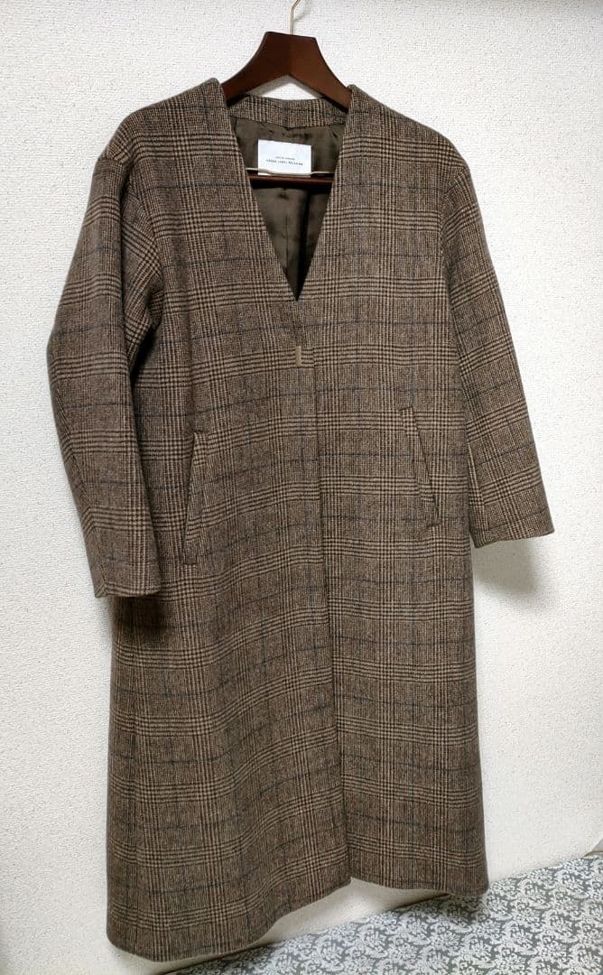 green label relaxing 34グレンチェックノーカラーコート