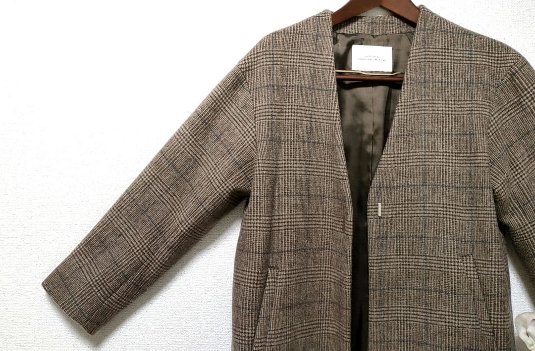 green label relaxing 34グレンチェックノーカラーコート