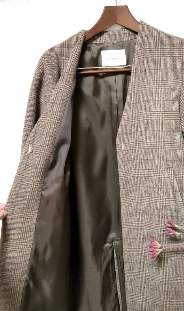 green label relaxing 34グレンチェックノーカラーコート