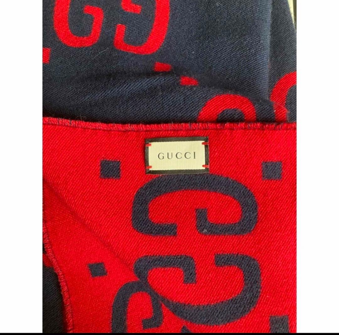 GUCCI ロングマフラー 赤/紺