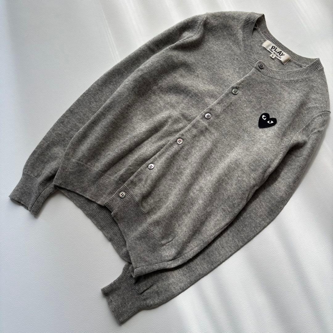PLAY COMME des GARÇONS カーディガン ハート刺繍 グレーS