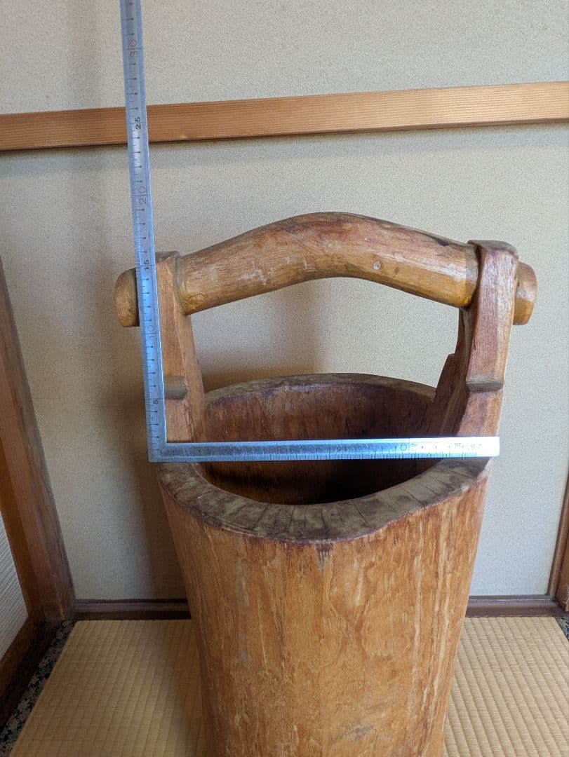 木製 　丸太くり抜き　手桶型　傘立て