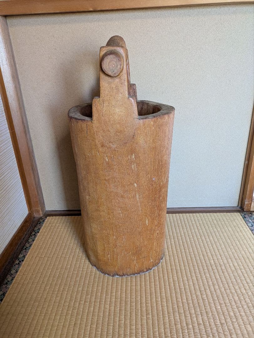 木製 　丸太くり抜き　手桶型　傘立て