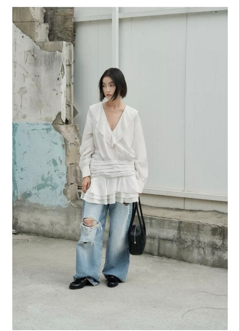 完売品⭐︎ZARA TRF ミッドライズ折り返しウエストデニムパンツ 38