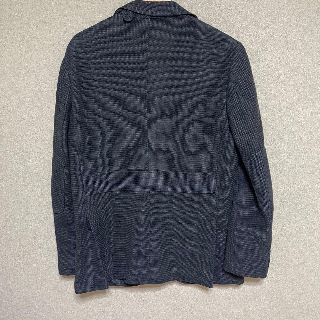 美品　リングジャケット　リネン　コットン サファリジャケット ネイビー 48 L