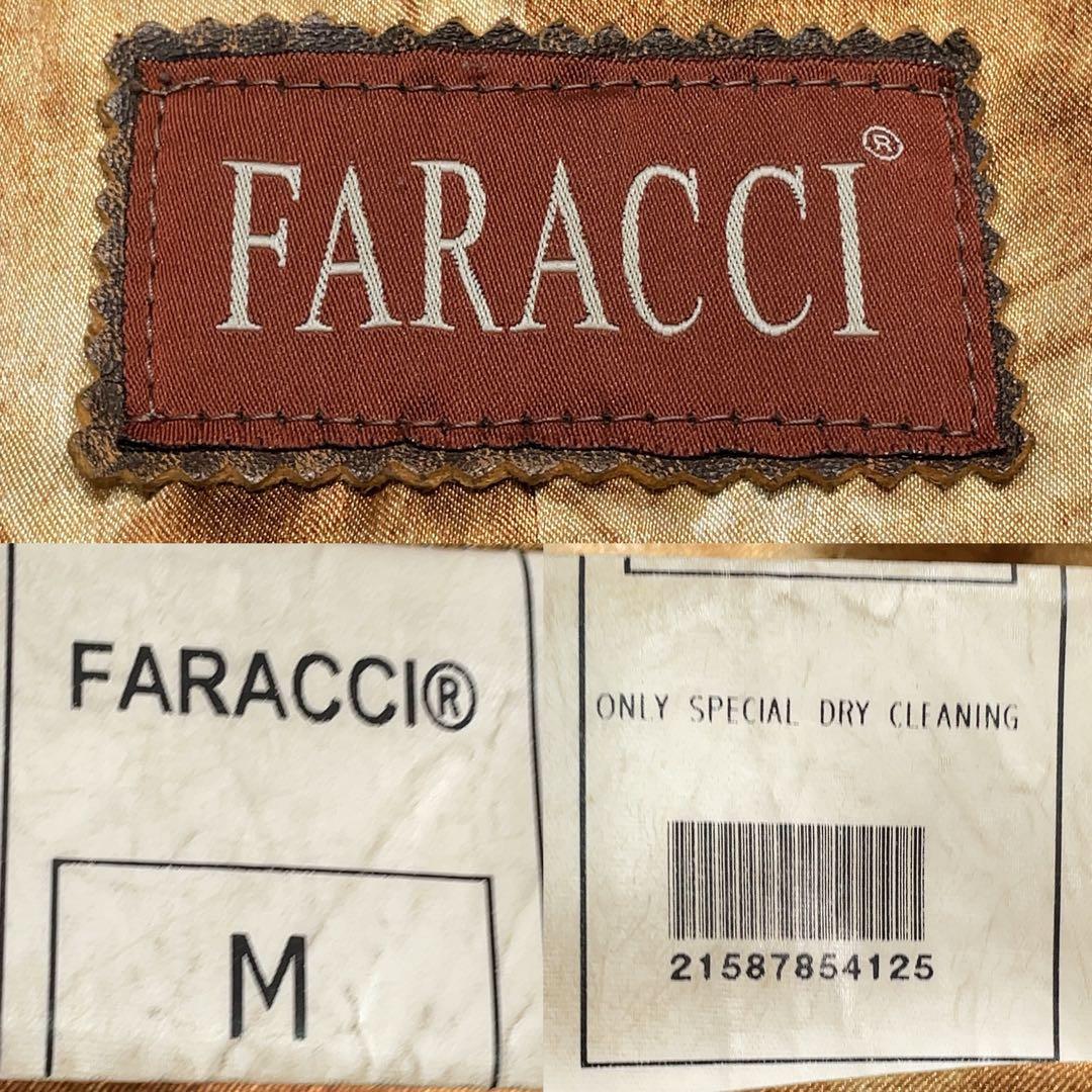 希少 FARACCI 本革 裏地総柄 ヴィンテー加工 レザーロングコート M