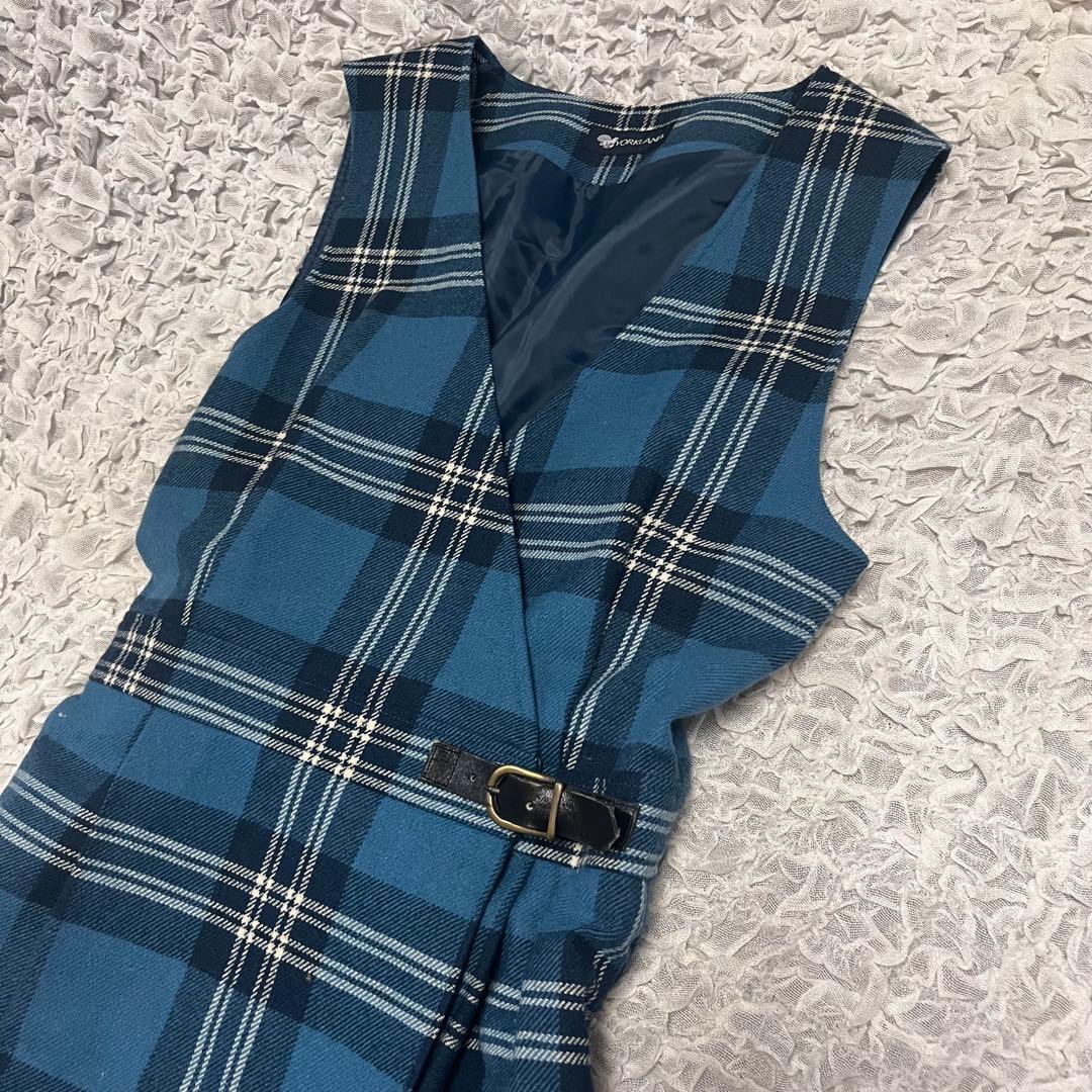 ヨークランド YORKLAND チェック柄 ラップワンピース 9AR(M)ウール