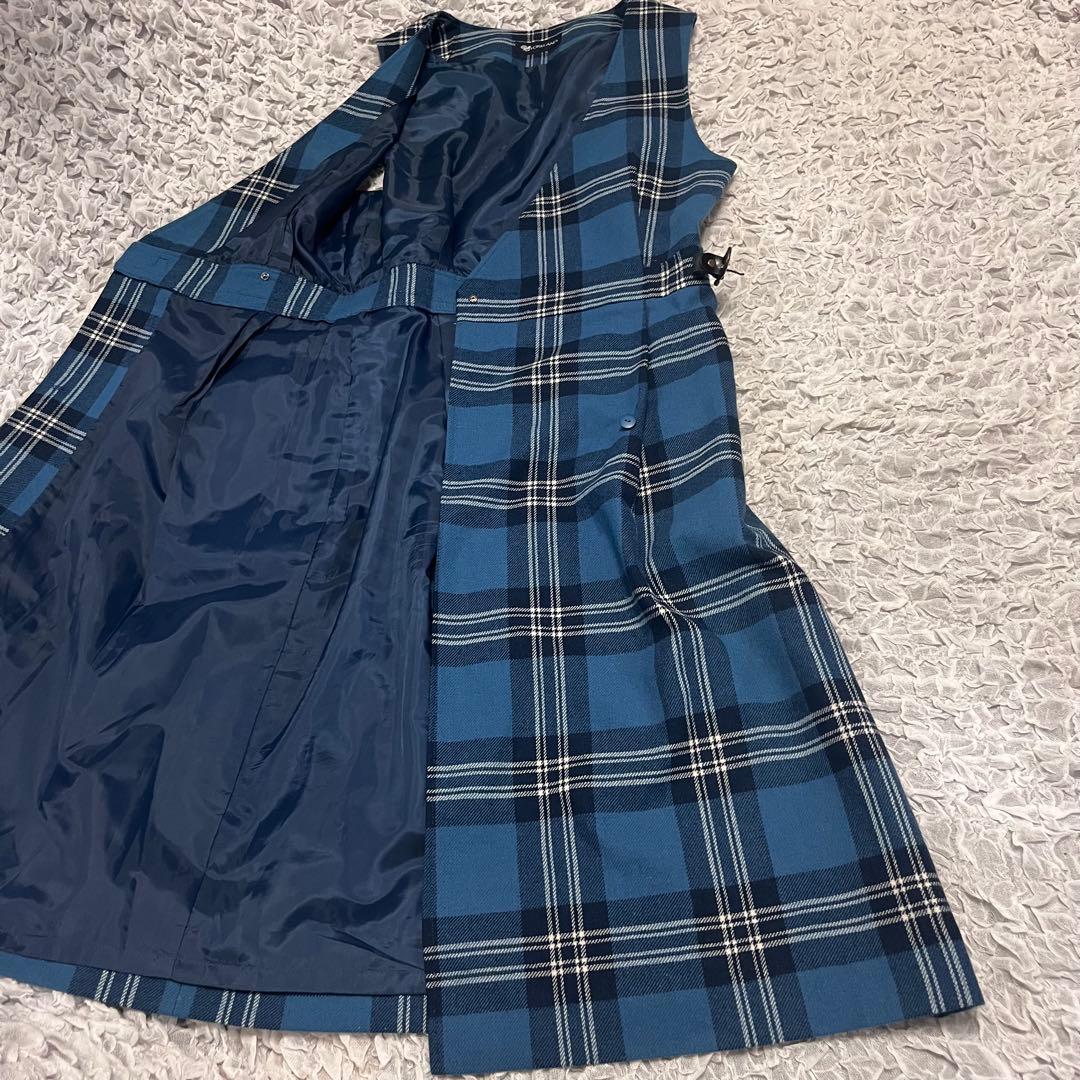 ヨークランド YORKLAND チェック柄 ラップワンピース 9AR(M)ウール