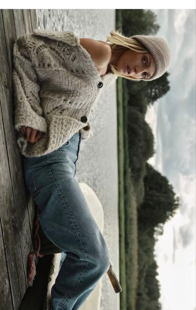 ZARA ポイントリブ厚手ニットカーディガン