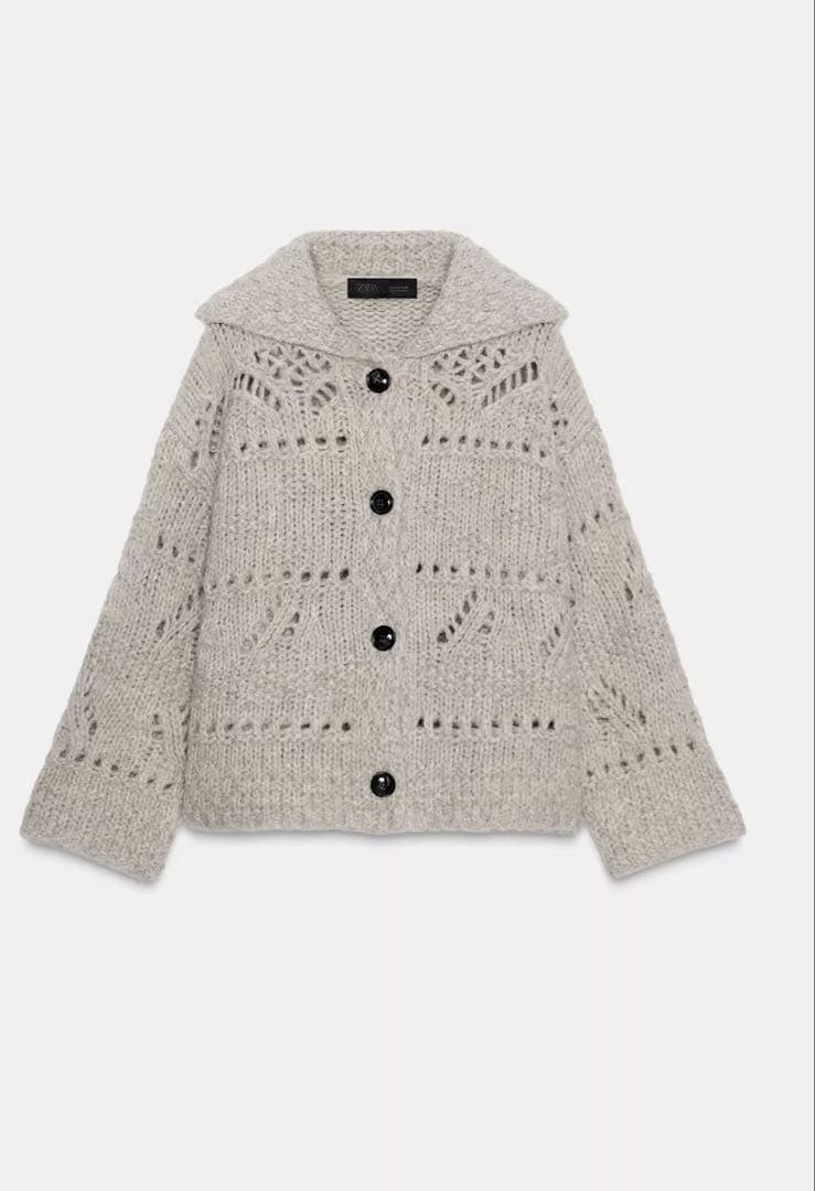 ZARA ポイントリブ厚手ニットカーディガン