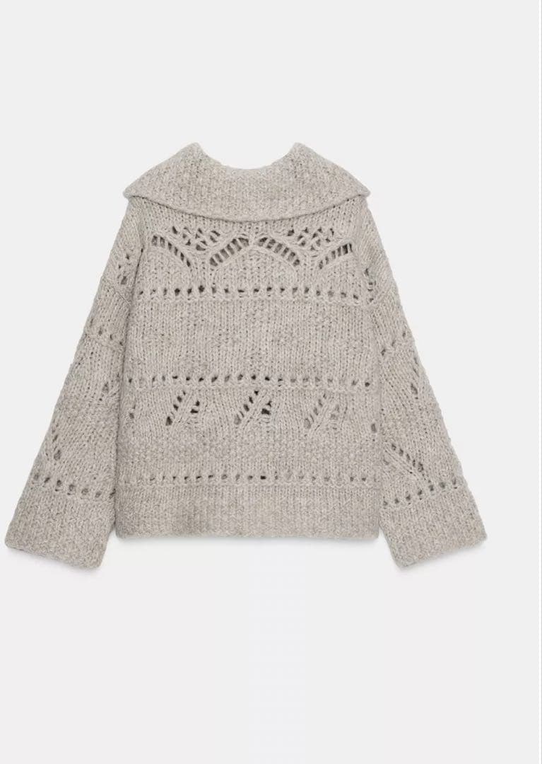 ZARA ポイントリブ厚手ニットカーディガン