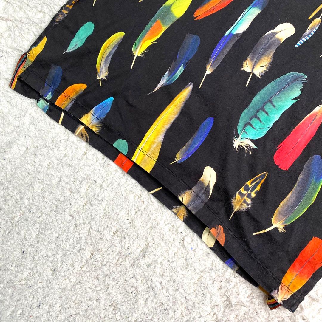 美品✨Paul smith Tシャツ 現行 フェザー プリント 羽 総柄 L 綿