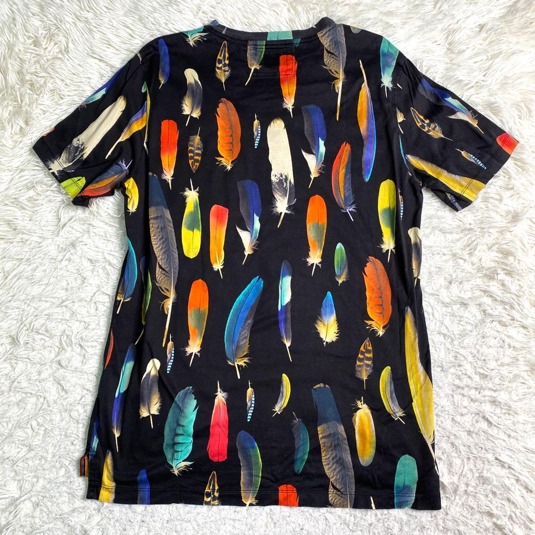 美品✨Paul smith Tシャツ 現行 フェザー プリント 羽 総柄 L 綿