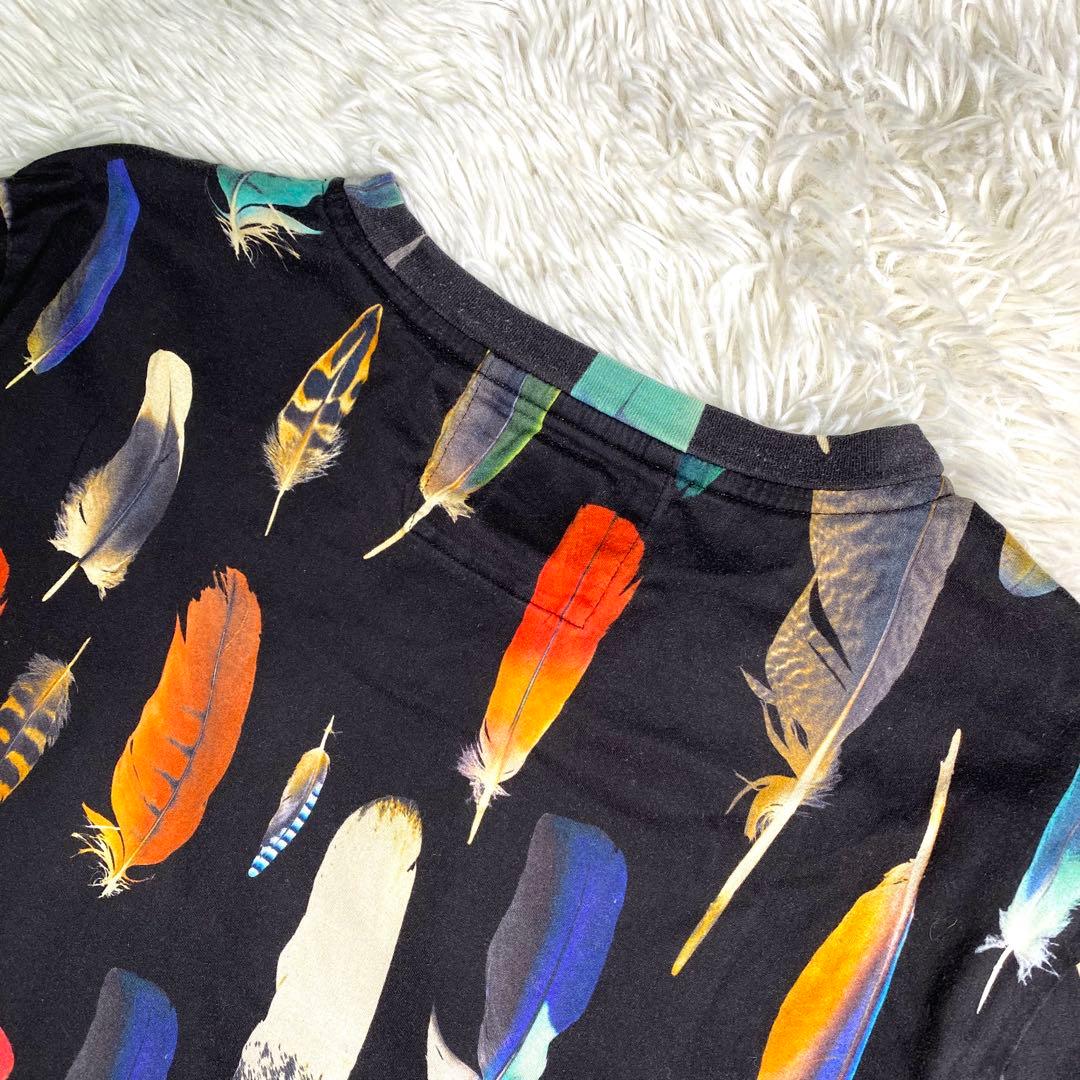 美品✨Paul smith Tシャツ 現行 フェザー プリント 羽 総柄 L 綿