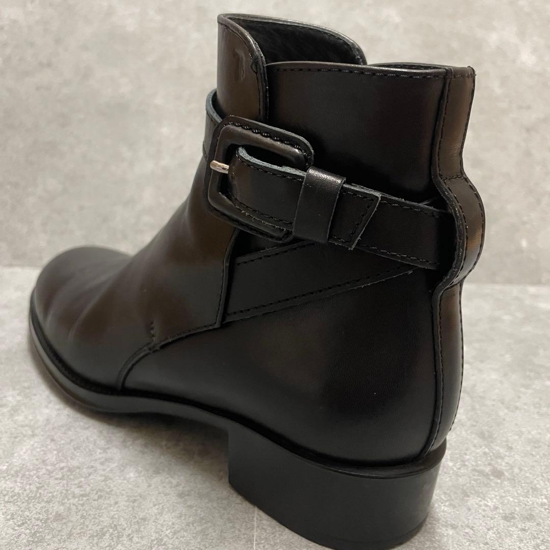 【美品】TOD'S トッズ ショートブーツ バックル レザー ブラック 35