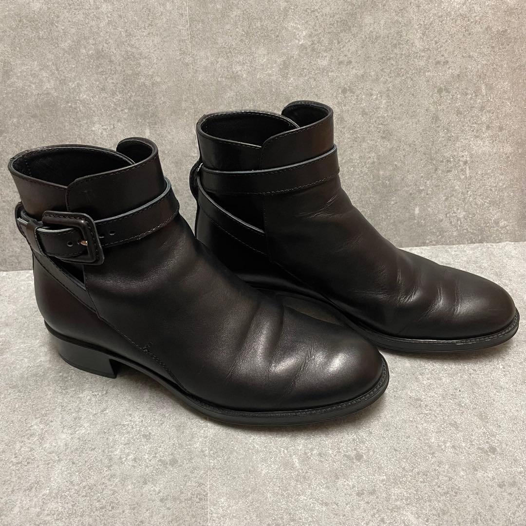【美品】TOD'S トッズ ショートブーツ バックル レザー ブラック 35