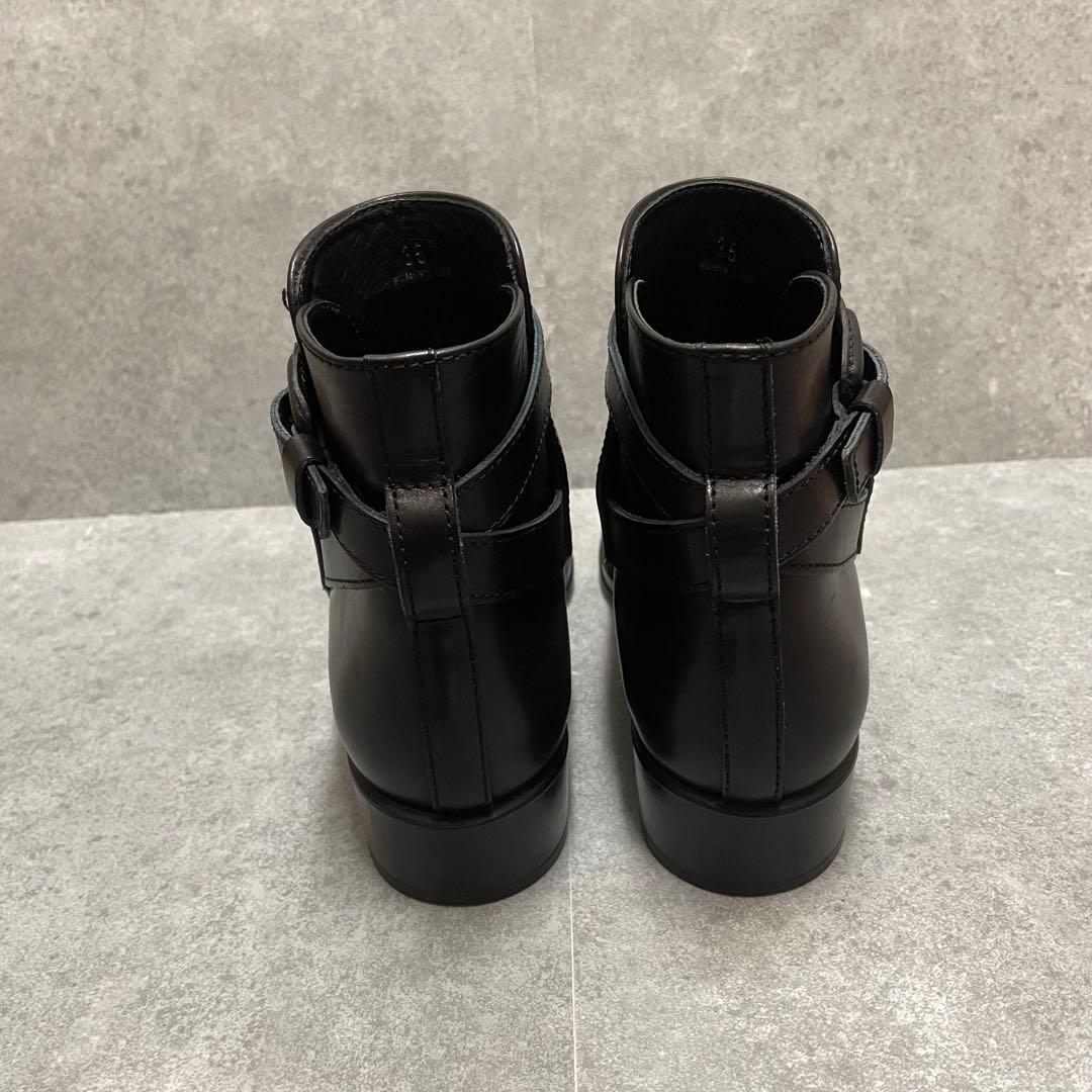 【美品】TOD'S トッズ ショートブーツ バックル レザー ブラック 35