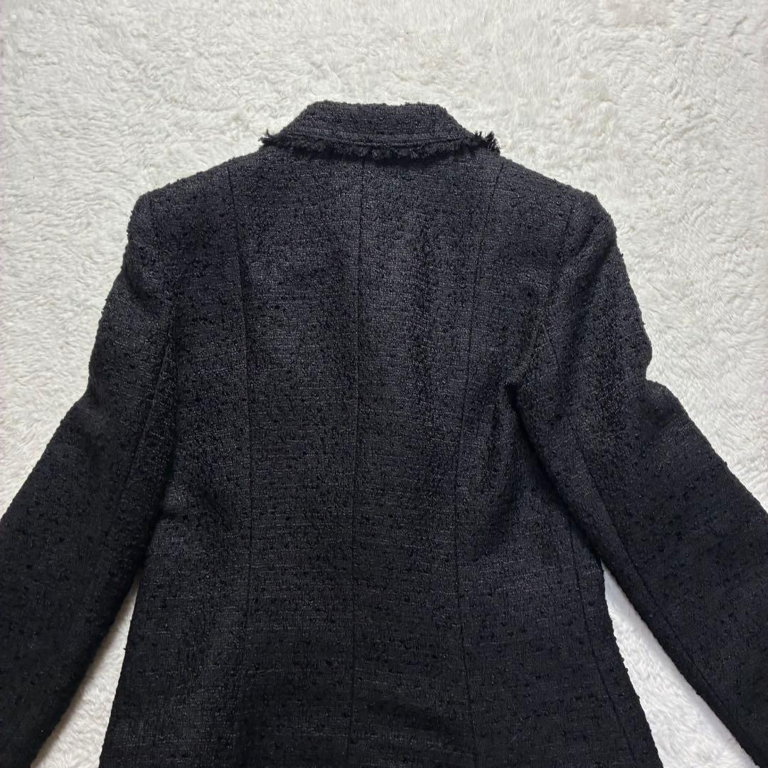 極美品 ANAYI アナイ テーラードジャケット ツィード ブラック 銀ボタン