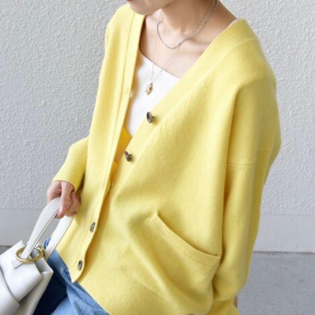 極美品☆シップス 洗える 7G ウールカシミヤ Vネック カーディガン ゆったり