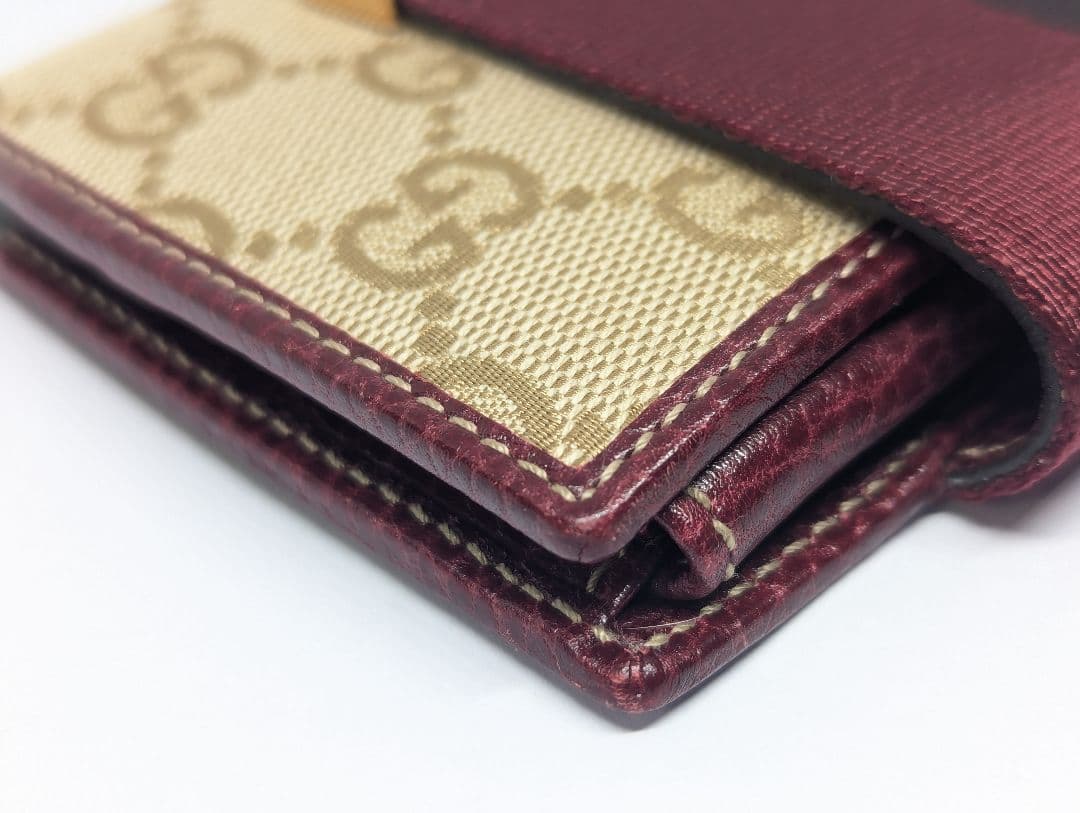 GUCCI グッチ 二つ折り 財布 GGキャンバス シェリーライン