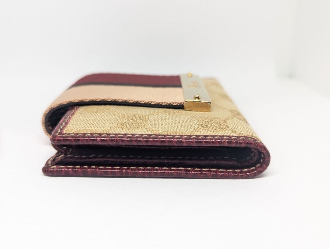 GUCCI グッチ 二つ折り 財布 GGキャンバス シェリーライン