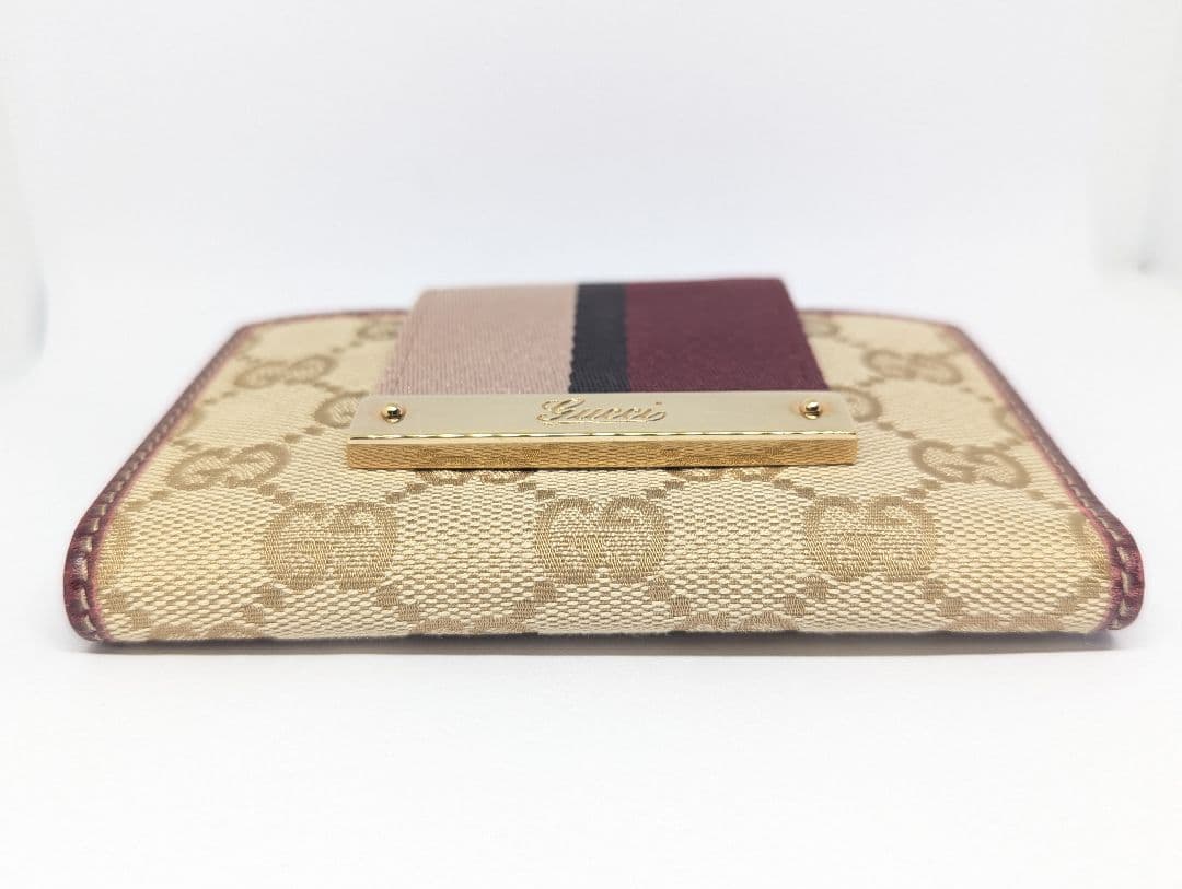 GUCCI グッチ 二つ折り 財布 GGキャンバス シェリーライン