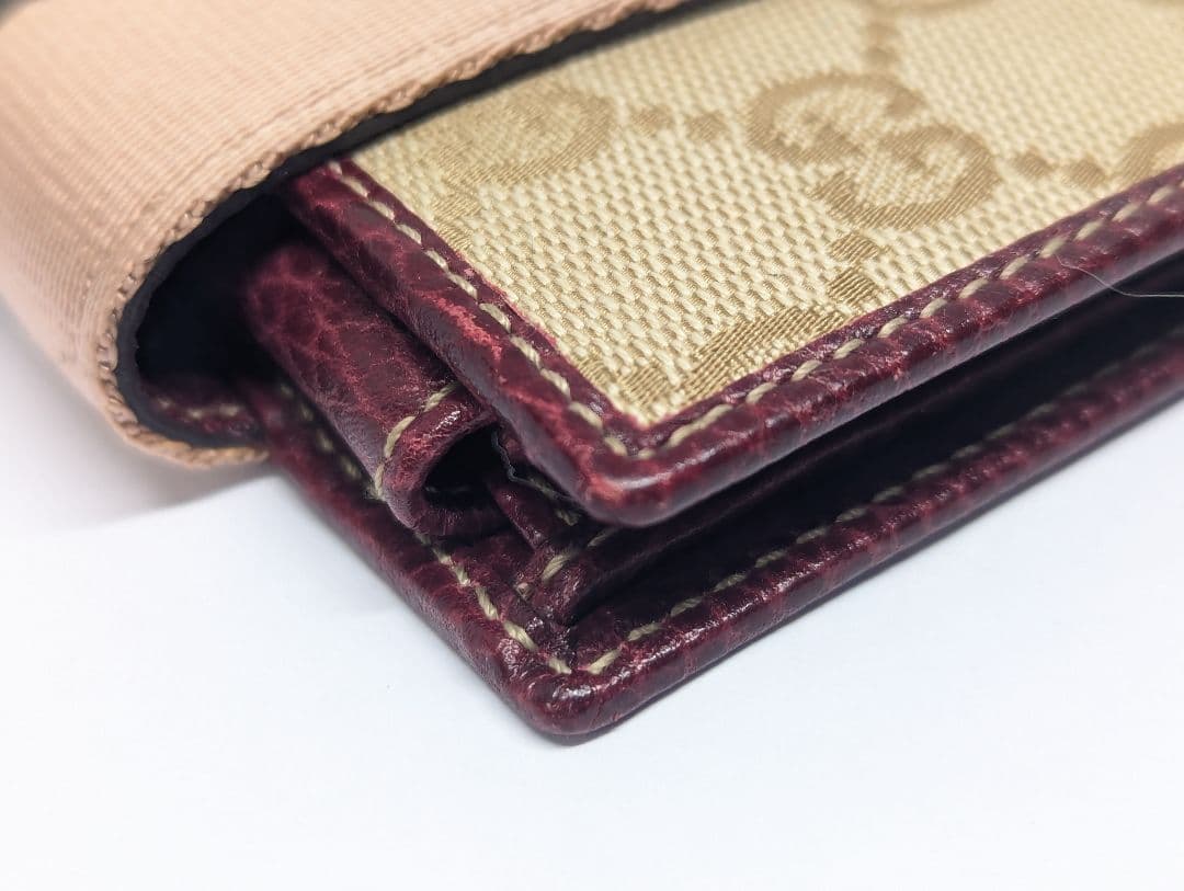 GUCCI グッチ 二つ折り 財布 GGキャンバス シェリーライン