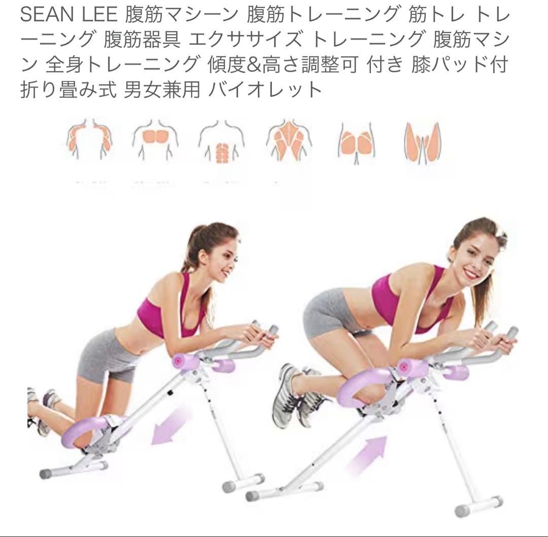 SEAN LEE 腹筋マシーン傾度&高さ調整可 折畳み式 男女兼用 バイオレット