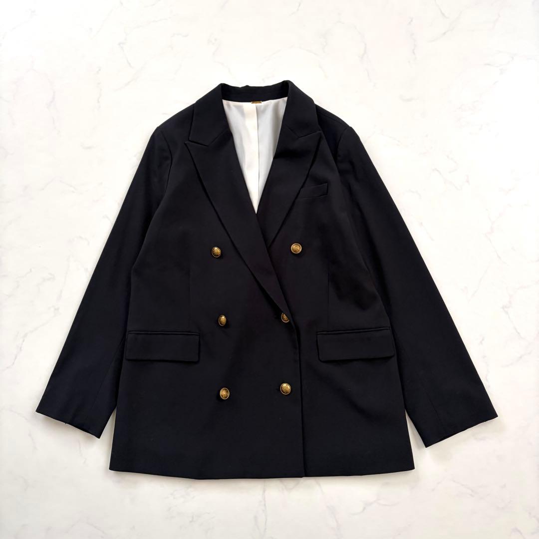 美品　Mila Owen 金釦オーバーサイズダブルブレストジャケット　紺ブレ