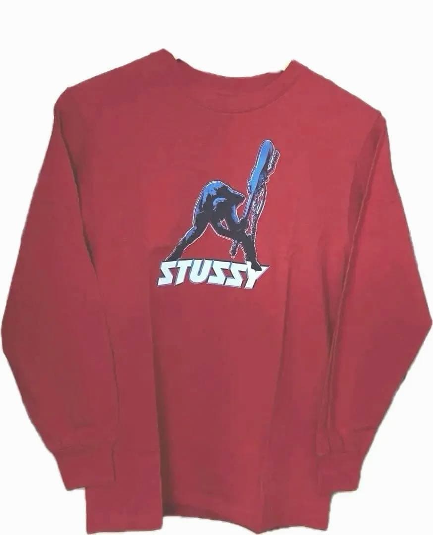 H*2様 OLD STUSSY ステューシー 銀タグ ロンT 赤 S 未使用近