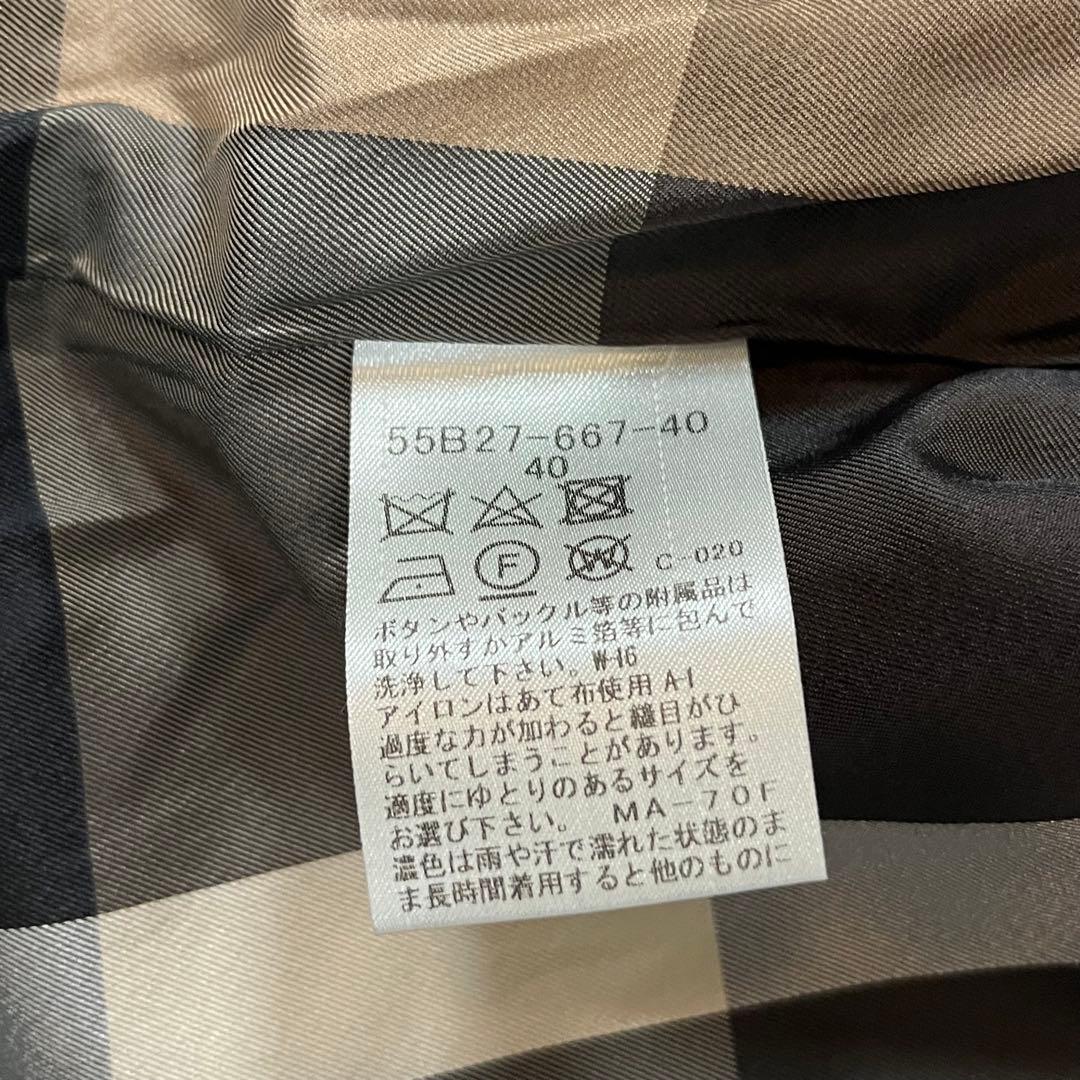 ブルーレーベルクレストブリッジ ウール ベルト ロングコート チェック 40